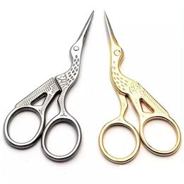 Scissors New Stainless Steel Scissors Gold Stork Shape Hand Sharp Tailoring Shears For Embroidery Sewing Craft Artist H Drop Delivery Dhmge