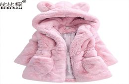 2017 Winter warm Baby Girls Waist Outerwear Children Faux Fur Rabbit ears Coat kids Jacket Christmas Snowsuit Outerwear child3852094