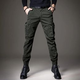 Men's Light Luxury Outdoors Sports JeansWear-proof Harem Style Multi-pockets Cargo PantsArmy Fans Slim-fit Trendy Casual Pants 240106