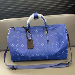 Bags Duffle Bag weekend Travel Bag Men Large Capacity Pillow Designer Luggage Handbag Luxury Real Leather Women Sport Blue printing duf