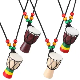 Pendant Necklaces 4 Pcs Tambourine Necklace Jewelry Mini African Drum During Djembe Pendants Small Charms For DIY Percussion