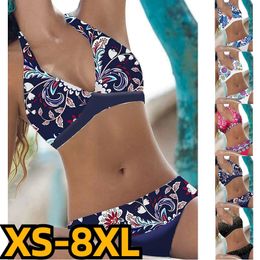 Summer Women's Design Printed Swimsuit Women's Sexy Swimsuit Fashion Loose High Waist Beachwear Two-piece Bikini 240105