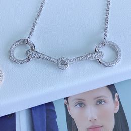 Dupe Brand Top-Qualität 925 Sterling Silber Diamant-Clip-Peandant-Kette für Frauen 45 cm