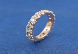 Rose Gold Plated Sparkling Row Eternity Ring with Clear Cubic Zirconia Fit P Jewelry Engagement Wedding Lovers Fashion Ring For Women4049961