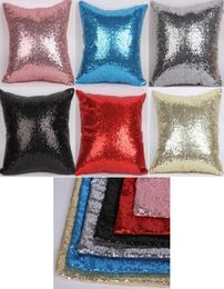 Glitter Sequin Pillow Case Solid Color Cushion Cases Cover Cafe Car Seat Sofa Reversible Sequins Flip Home Textile No Filling3534944