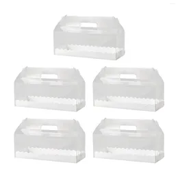 Storage Bottles 5 Pieces Clear Cake Box With Handle 27.5x10x11cm Rectangular Cupcake Containers For Party Favour Camping Birthdays Picnics