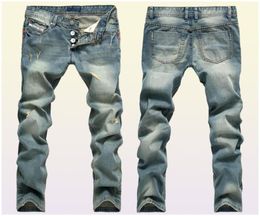 Hot Sale ! 2018 Man hole in light blue jeans nostalgic speed sell through foreign trade pants straight cowboy detonation model1596702