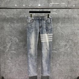 Men's Jeans Classic Fashion Trend Stretch Denim Slim Fit Pants For Men High Quality 4 Striped Soft