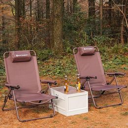 Camp Furniture Folding Lounge Beach Chair Metal Backyard Small Portable Patio Chairs Adults Armrest Sillas De Playa Outdoor Furnitures