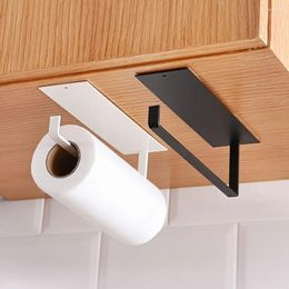 Kitchen Storage No Punch Carbon Steel Paper Towel Holder Free Wall Mounted Roll Hanger Strong Bearing Capacity Self-Adhesive