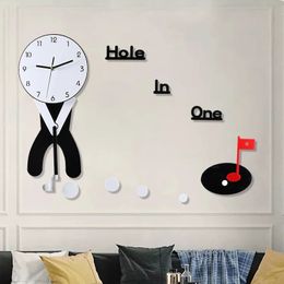 Unique Acrylic Diy Golf Wall Clock Large 3d Mute Hanging For Office Home Living Room Art Decorations 240106