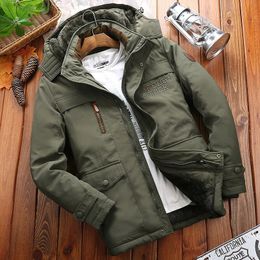 Warm Winter Jacket Mens Plus Size Cotton Padded Parka Coat Casual Faux Fur Hooded Fleece Long Male Windbreaker 240106