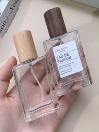 30ml/50ml/100ml transparent glass perfume bottle spray bottle empty bottle with wooden cover spray bottle atomizer 230106