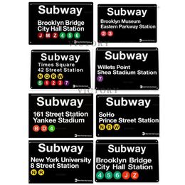 Metal Tin Sign Vintage Plaque New York Subway Times Square Metal Garage Metal Plate Wall Decor for Bar Pub Club Decoration Q0723282n