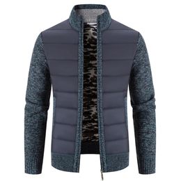 Winter Men Thick Fleece Parkas Mens Warm Sweater Coat Fashion Patchwork Male Knitted Jackets Casual Knitwear Parka 240106