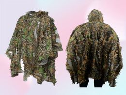 Camo 3D Leaf cloak Yowie Ghillie Breathable Open Poncho Type Camouflage Birdwatching Poncho Suit6307258