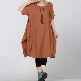 Women's Blouses Skirt Tunic Round T-Shirt Neck Short Sleeve Dress Midi Dresses For Women Length