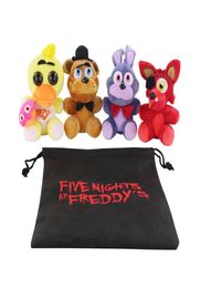 4pcsSET in bag Cartoon Movie FNAF Foxy Bonnie 5 Five Nights at Freddys Plush Doll Toy Chica Fazbear Fever Soft Stuffed Y2007036592677