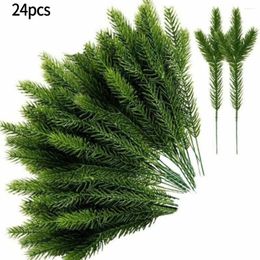 Decorative Flowers Lifelike Artificial Pine Branches 24Pcs Green Needle Perfect For Parties And Floral Arrangements