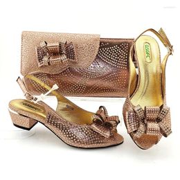 Dress Shoes QSGFC Arrival Italian Design Selling Peach Colour Special Narrow Band And Cross-tied Style Women Heel Bag Set