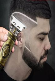 Close-cutting Digital Rechargeable Electric Hair Clipper Gold Barbershop Cordless 0mm T-blade Baldheaded Outliner Men VS Kemei1469821