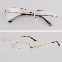 Sunglasses Frames 2024 CA Pure Titanium Half Frame Glasses Business Men's Women Gold Prescription Myopia CT0319O