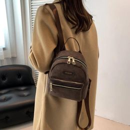 School Bags Brand Designer Suede Women's Backpack Retro Small Bucket Bag Travel