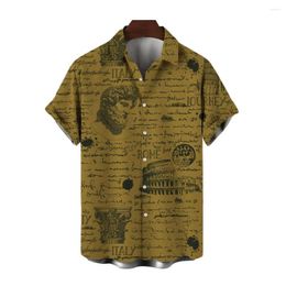 Men's Casual Shirts Sea Wave Printing 3D Print Hawaii Short-sleeves Holiday Party Fashion Lapel Shirt Single Breasted