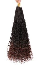 22 Inch Synthetic River Box Braids Hair With Curly End Hair Extensions Goddess Crochet 12 rootspack Bohemian With Curl Ends LS343765346