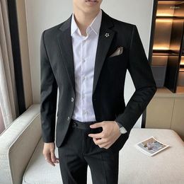 Men's Suits High Quality (Blazer Trousers) British Fashion Trend Elegant Simple Business Casual Wedding Gentlemen's Suit Two Piece