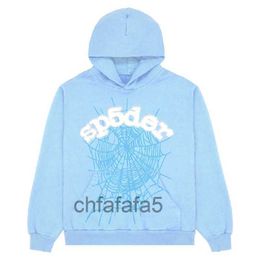 Mens Hoodies Sweatshirts New Sky Blue Sp5der Hoodie Men Women 1 Hip Hop Young Thug Spider World Wide 555555 Print Pullover Hoody Light Z14I