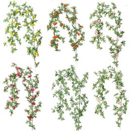 Decorative Flowers 1.75M 66 Head Artificial Daisy Flower Vine Small Sunflower Rattan Wedding Home Decoration