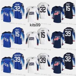 Mthr 2019 IIHF Womens World Championship USA TEAM 15 Sydney Brodt 32 Shelly Picard 39 Melissa Samoskevich Blank Ice Hockey Jersey