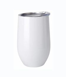 DIY Sublimation Tumbler 12oz Wine Tumbler Egg Shaped Double Walled Stainless Steel For Sublimaton Customize With Lid EEA21271414642