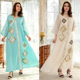 Ethnic Clothing Eid Muslim Sequin Evening Dress Screen Embroidered Branch Gown Arabic 2024 Women Party Ramadan Abayas Caftan Kaftan
