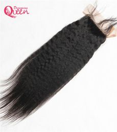 Brazilian Kinky Straight Silk Base Lace Closure Virgin Human Hair Hidden Knot Natural Hairline Middle Three Part Lace Closure8258126