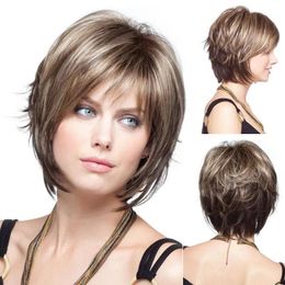 Wigs Factory direct Capless New Stylish Short Straight Mix Coloured Hair Lady's Synthetic Full Wigs Fashion Party wig