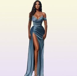 2023 Elegant Off Shoulder Prom Dresses A Line Backless Sexy Crystal Split Side High Sexy Evening Gowns BC10944 GB1202x32380255