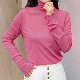 Women's Polos Women Solid Half High Collar Trim German Velvet Bottoming Shirt Warm And Versatile Top Mens Winter Thermal Set