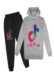 100170cm Kids Child two piece outfits hooded sportswear tiktok tik tok Hoodie and Slim Fit Jogger Track Pants Sweatpants Gym Spor7113001