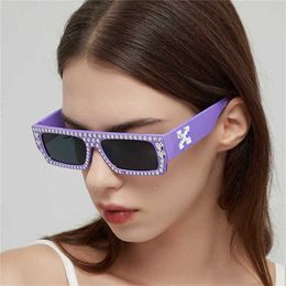 26% OFF Wholesale of Small box square diamond Fashion personality snowflake decorative sunglasses Hip hop Sunglasses trend