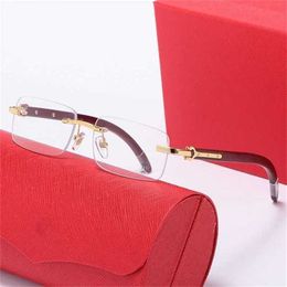 12% OFF Wholesale of New frameless wooden leg men European American box sunglasses fashionable and trendy optical glasses for women 1015