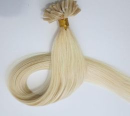 50g 50Strands Pre bonded Nail U Tip Hair Extensions Brazilian Indian Human hair 18 20 22 24inch 60Platinum Blonde customized col9161468