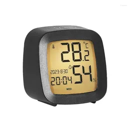 Table Clocks Compact Digital Alarm Clock Bedside Lightweight With Temperature And Humidity For Seniors Elderly Stylish
