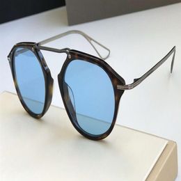 Tortoise Round Sunglasses Blue Lens 119 Shades occhiali da sole unisex Sunglasses New with Box231M