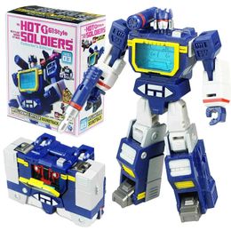 Mini Soundwave With Laserbeak Transformation MFT HS-03 HS03 Soldiers G1 Pocket War Deformation Action Figure Robot Toy Gifts 240106