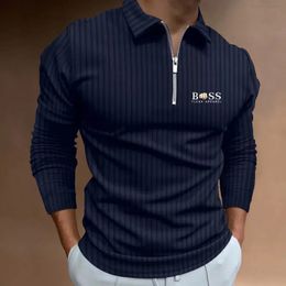 High end selling fashion brand Polo shirt men's Europe and America top casual long sleeved shirt men's clothing 240106