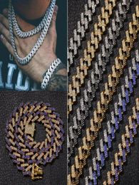 Hip Hop Bling Chains Jewellery Men Iced Out Necklace Gold Silver Black Blue Diamond Miami Cuban Link Chain5246511