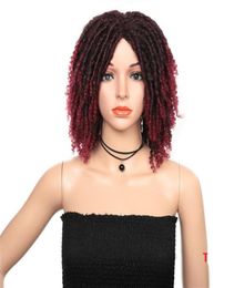 14inch Short Wigs for Black Women Synthetic Dreadlocs Hair Wig Ombre Black Bug Crochet Braid Heat Resistant6158396
