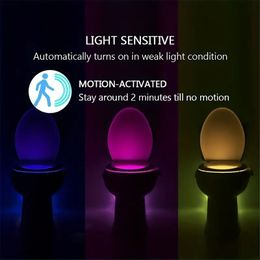 1pc Toilet Motion Sensor Night Light, 8/16 Color Bathroom Sensing Light Intelligent Bathroom LED Light Body Movement Activated Seat Up/down Sensing Night Light